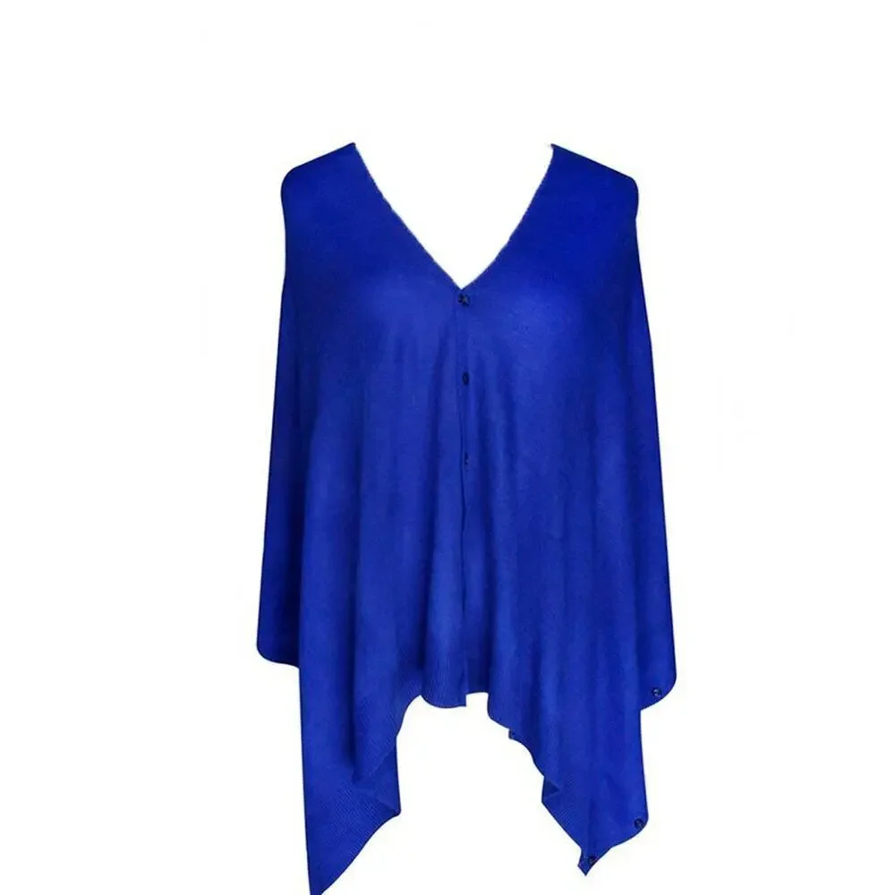 Blue Button Shawl Shrug Wrap 60